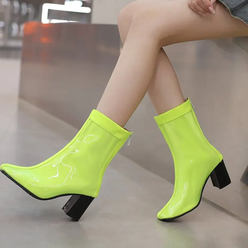 REAVE CAT 2023 Brand Ankle Boots Toe Chunky Heels 7.5cm Concise Daily Female Booties 43 44 45 46 47 48