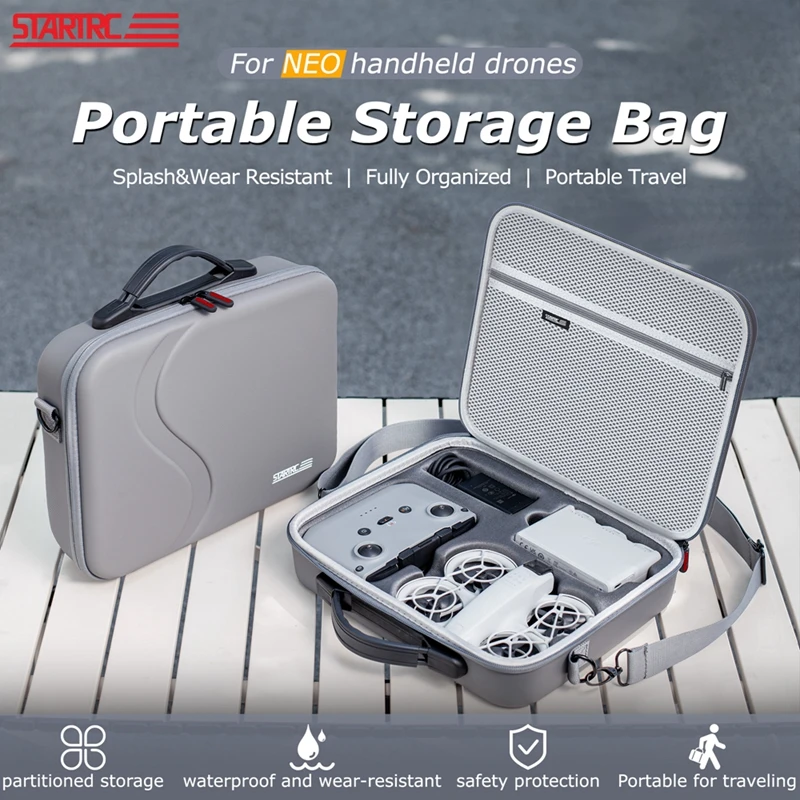 For DJI Neo Drone RC N3 Remote Control Battery Charger Storage Bag Hard Carry Case Gray Box Handbag Shoulder Bag Accessories Kit