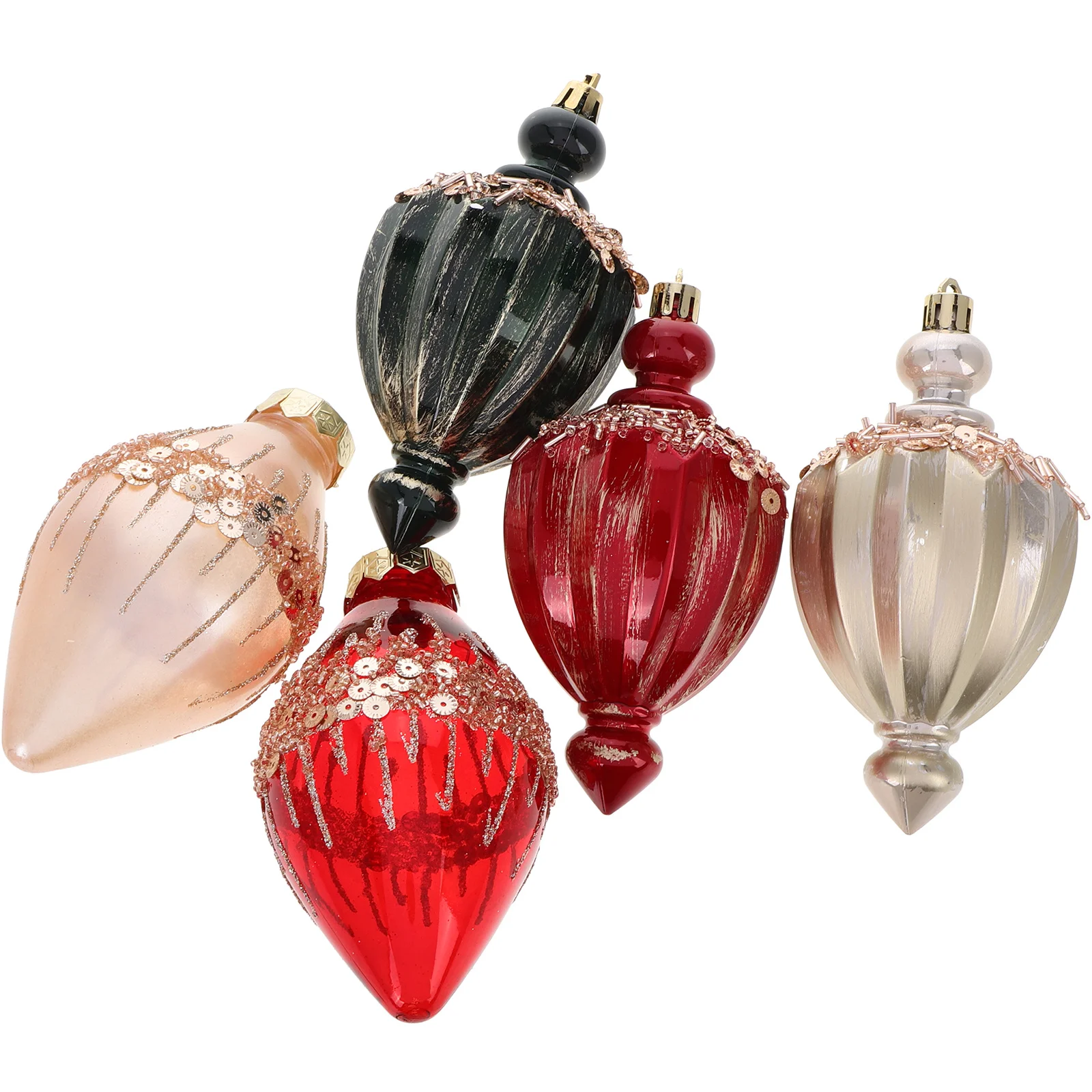 

5Pcs Christmas Tree Hanging Decor Water Drop Spiral Ornaments Festive Holiday Plastic Xmas Tree Decorations Set