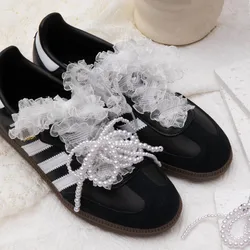 80 cm 120 cm Frill Organza Shoelaces Chiffen Yarn Elasticity Bow Laces Trend Beauty White Casual Sneaker DE Training Shoes Laces