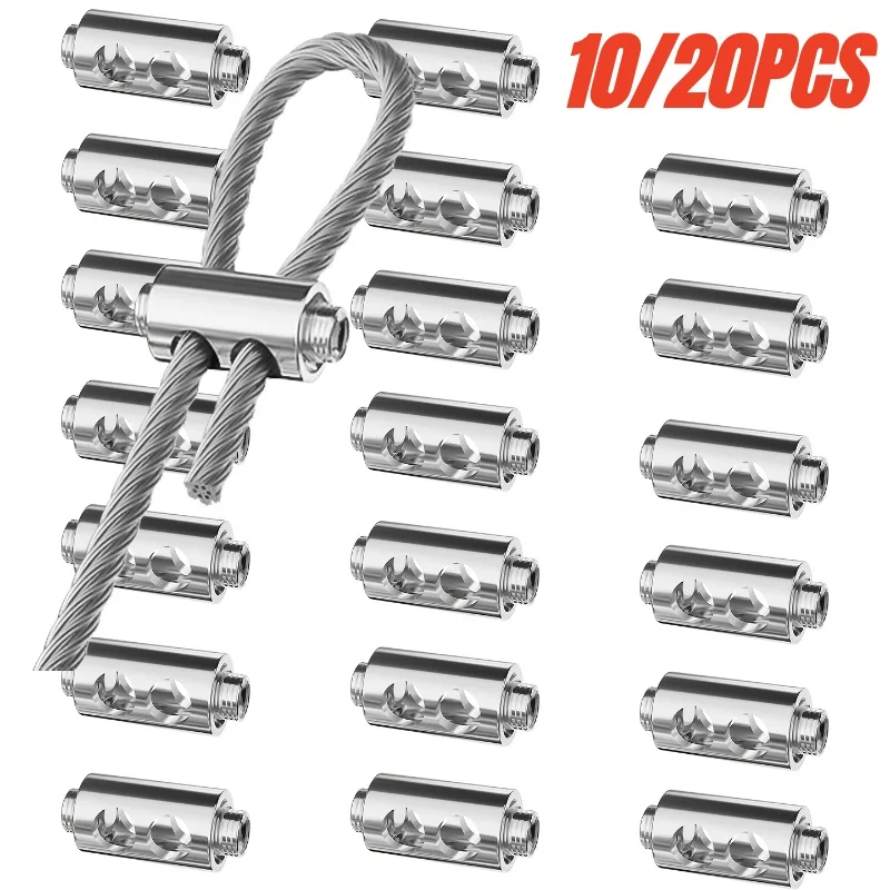 10/20pcs Steel Wire Rope Clamps,Double Hole Suspension Cable Clamp,Cable Fastener, Adjustable Screw Metal Clip Sling Fitting