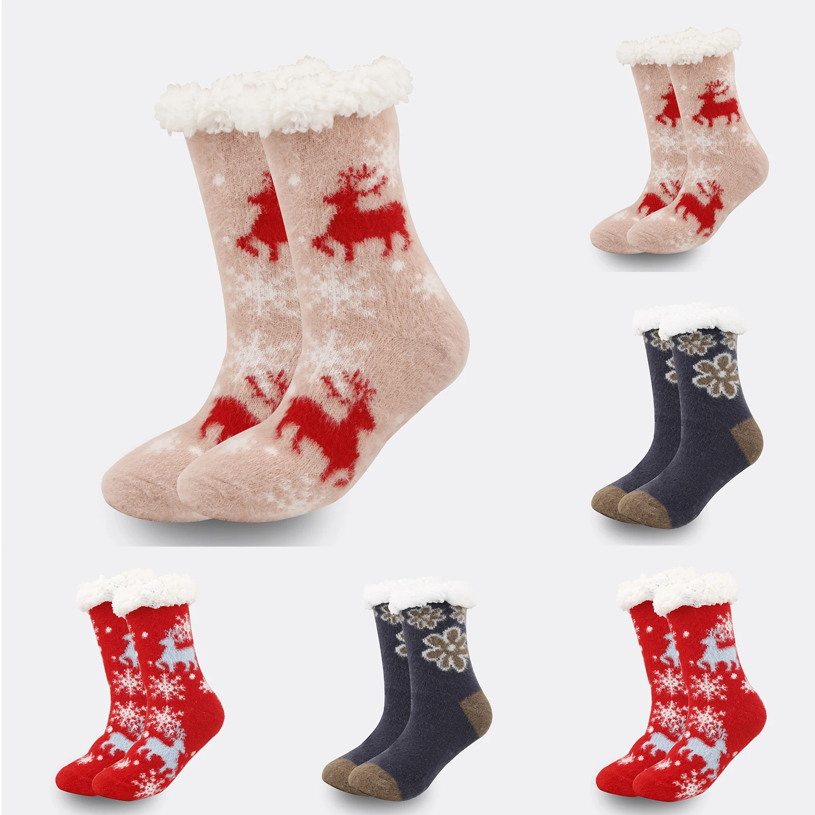 

Женские бархатные утолщенные рождественские носки-тапочки, носки для взрослых, домашние носки для сна, носки-трубочки, носки-тапочки, чехлы, зимние теплые забавные