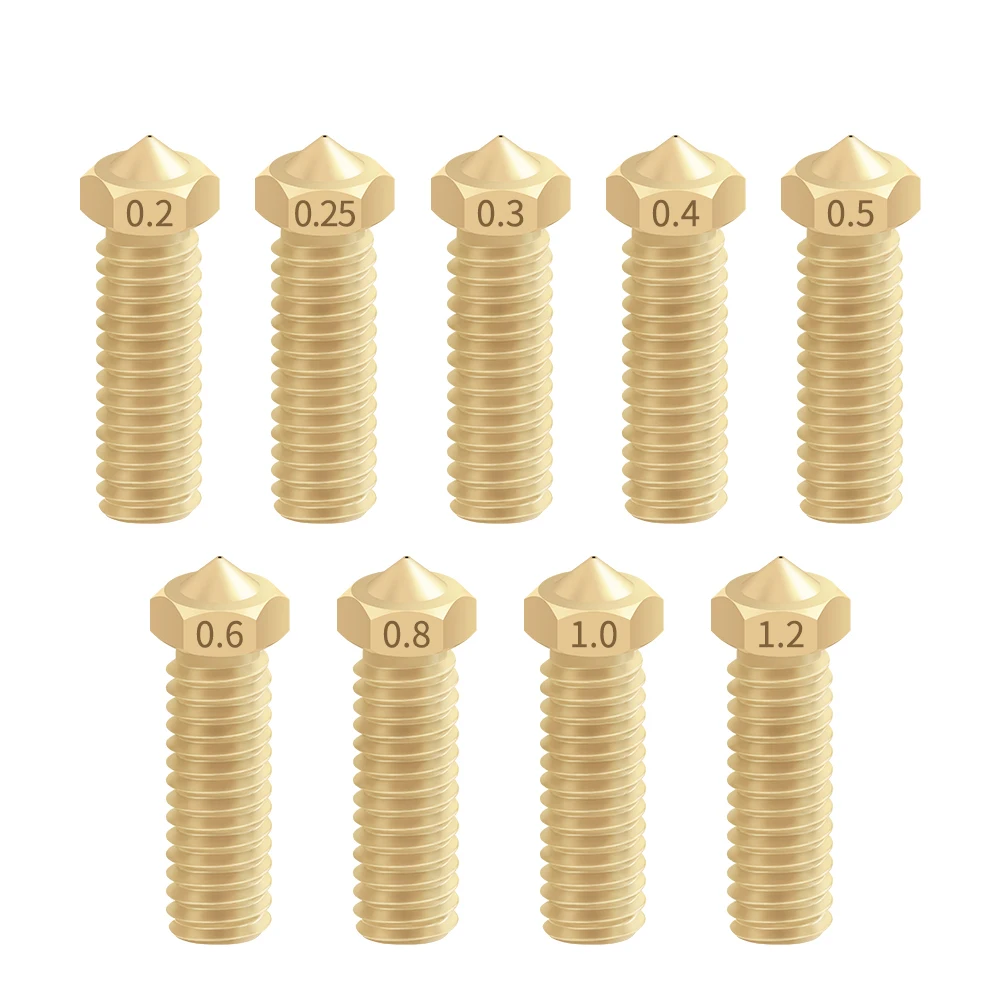 5Pcs/lot New Volcano 3D printer All metal brass E3D 1.75mm Lengthen extruder nozzle 0.4/0.6/0.8/1.0/1.2mm For Sidewinder X1