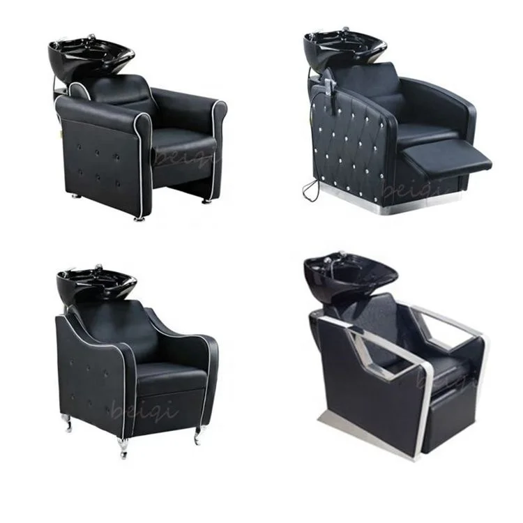 Commercial acrylic lay down washing salon shampoo chair with ceramic bowl