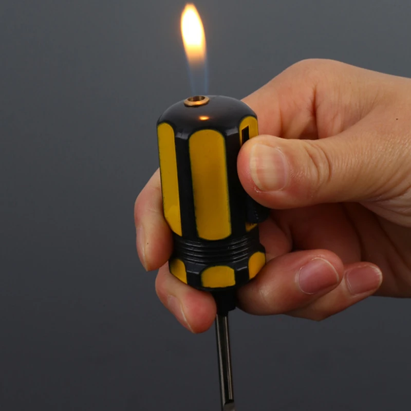 Creative Mini Screwdriver Lighter Inflatable Open Flame Butane Screwdriver Tool Model Lighter Personalized Smoking Accessories