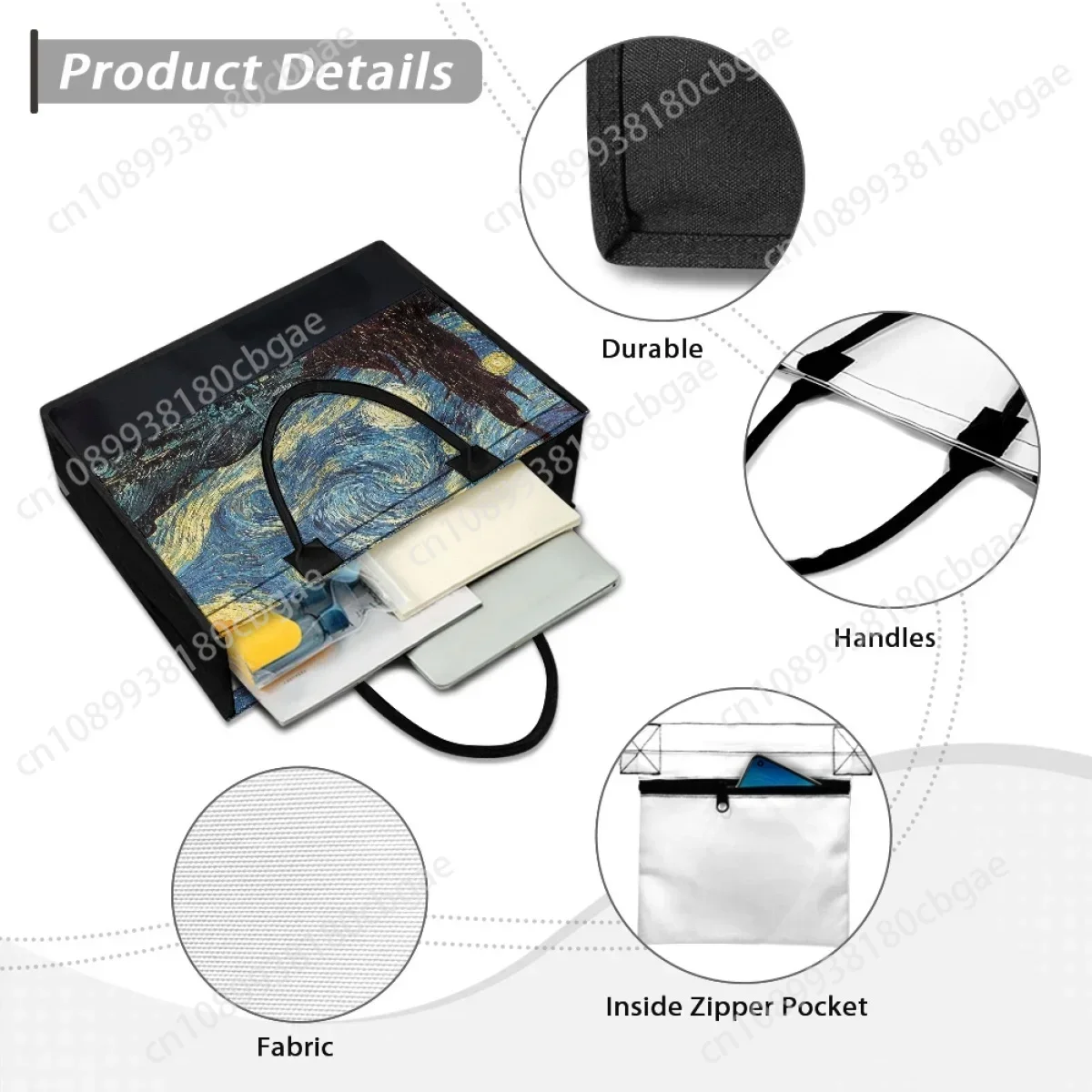 Van Gogh Notte stellata Pittura a olio Designer Tote Bag per le donne Viaggio Festa Spiaggia Borsa di tela Borse regalo di Natale di Halloween