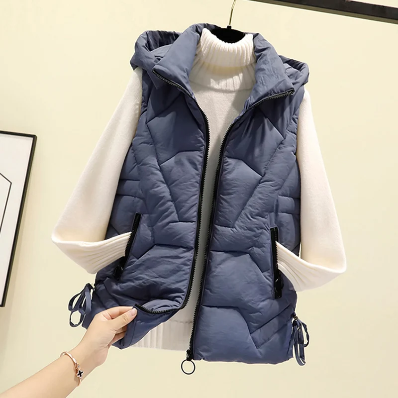 2025 mujeres múltiples colores chaleco sin mangas invierno cálido tamaño 4XL abajo algodón acolchado mujer Veats Collar chaleco sin mangas