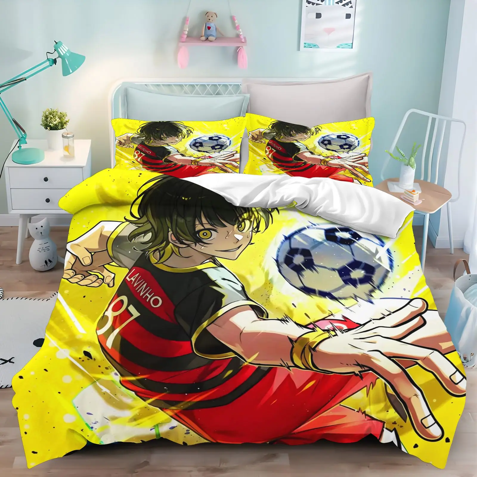 Blue Lock Anime Bedding Set 3D Print Duvet Cover Pillowcase Quilt Cover Home Textile Single Double Bed Linens For Teen Bedroom