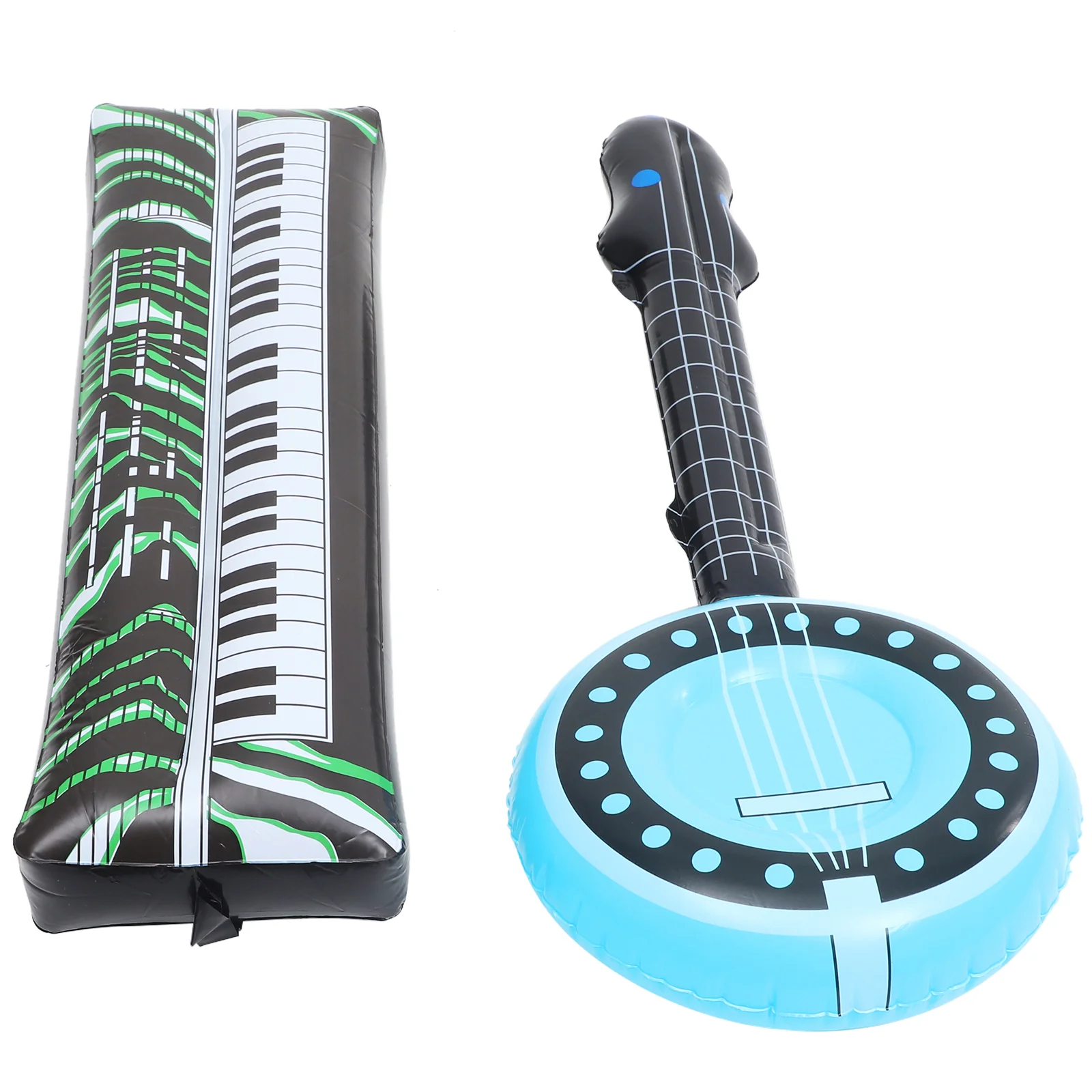 2 Pcs Gift Inflatable Electronic Keyboard Banjo Musical Instrument Disco Hip Hop Party Photo Props Child Booth Pvc Decorations