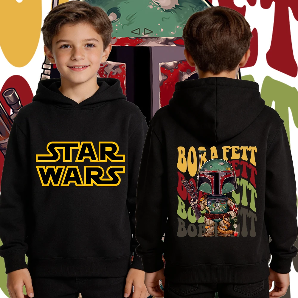 Sudadera con capucha de lana Star Wars Boba Fett para niños, sudadera informal, ropa exterior suave y cálida para niños