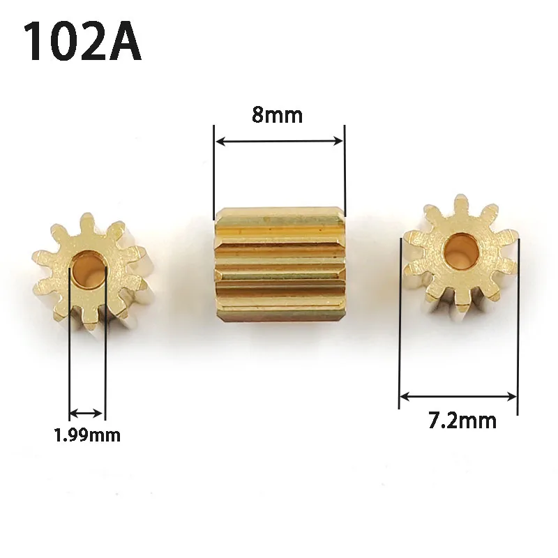 

102A 0.6M Copper Gear Diameter 7.2mm 10 Teeth Mechanical Parts Hole 1.98mm Brass Pinion Small Module Gears