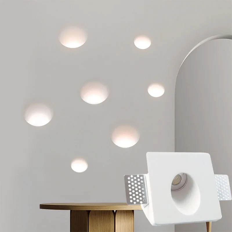Recessed Gypsum Downlight Ceiling Lamp Gu10 Led Stair Case Lamp Wall Washer Spotlight Living Room Bedroom Aisle Home Lighting