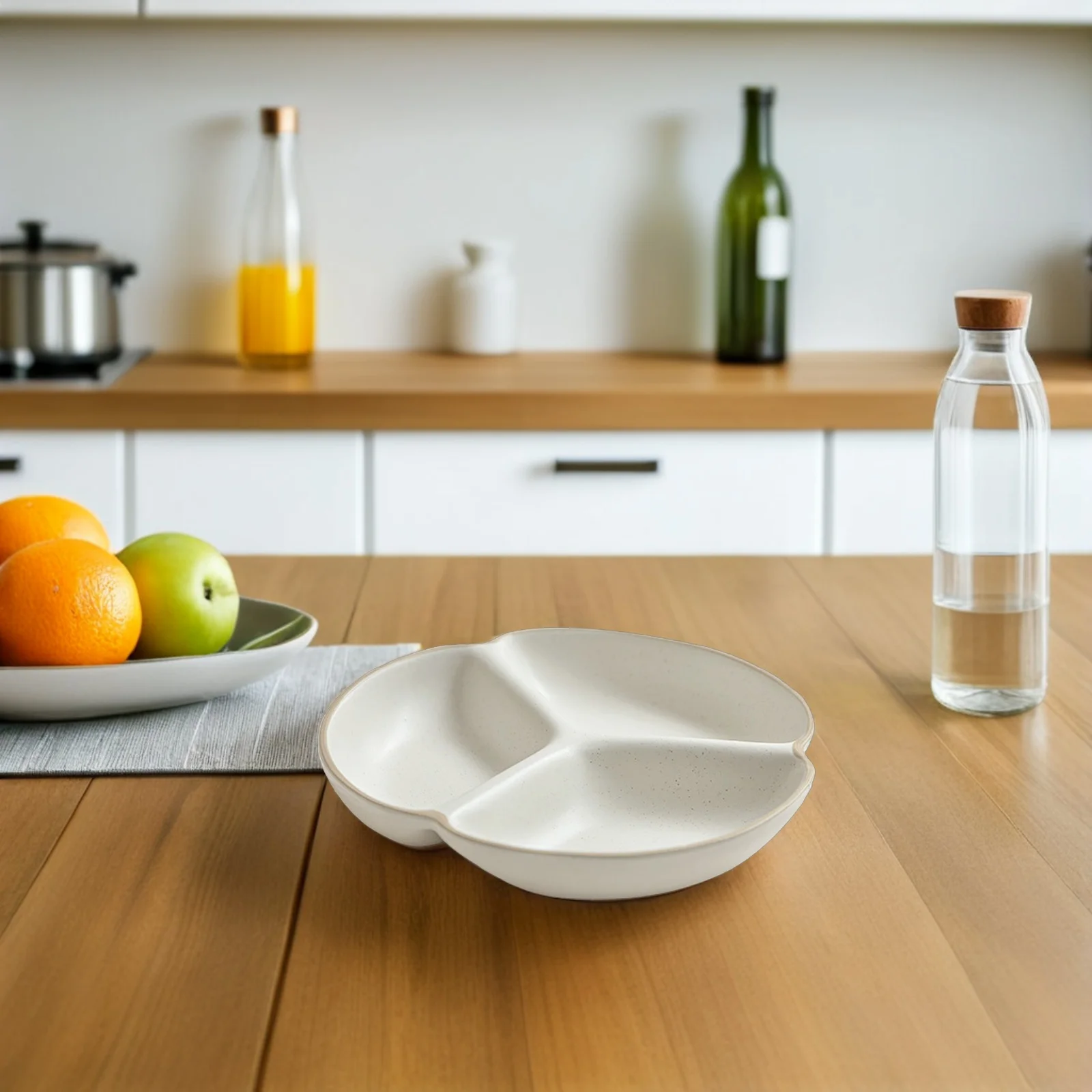 

Ceramic Compartment Plates 3 Part Divided Dinner Plate for Portion Control Healthy Lifestyle Breakfast Lunch Container