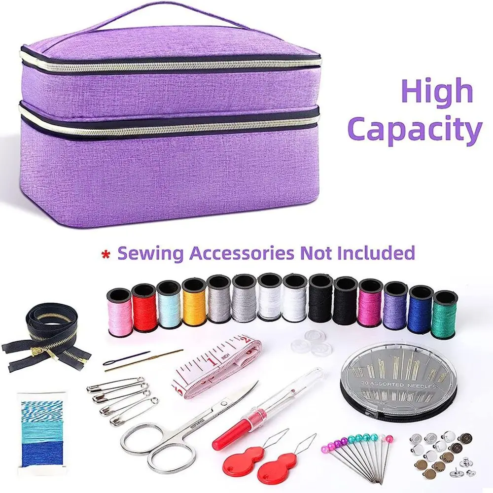 Double-Layer Sewing Kit Organizer Bag Large Capacity Water Resistant Sewing Accessories Storage Bag Household Sewing Case