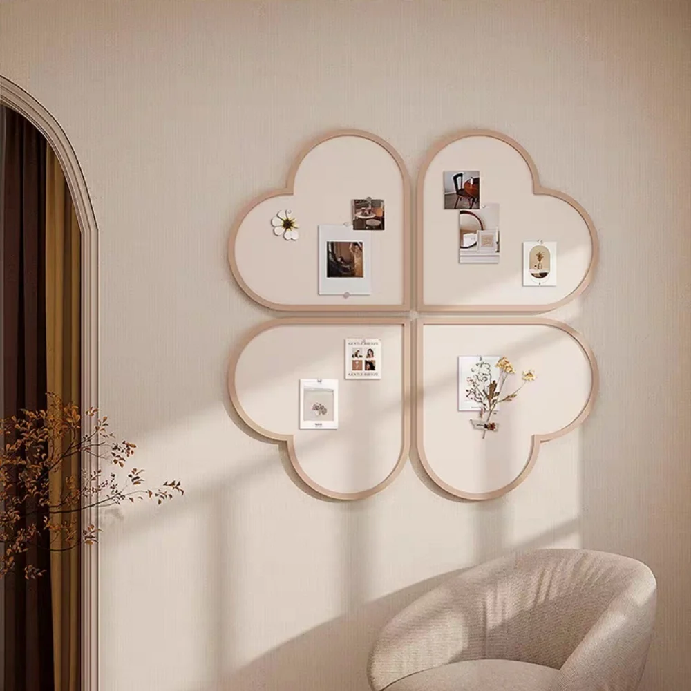 4Pcs Heart Cork Bulletin Boards Thickened Felt Board Wall Stickers Message Board DIY Felt Wall Sticker