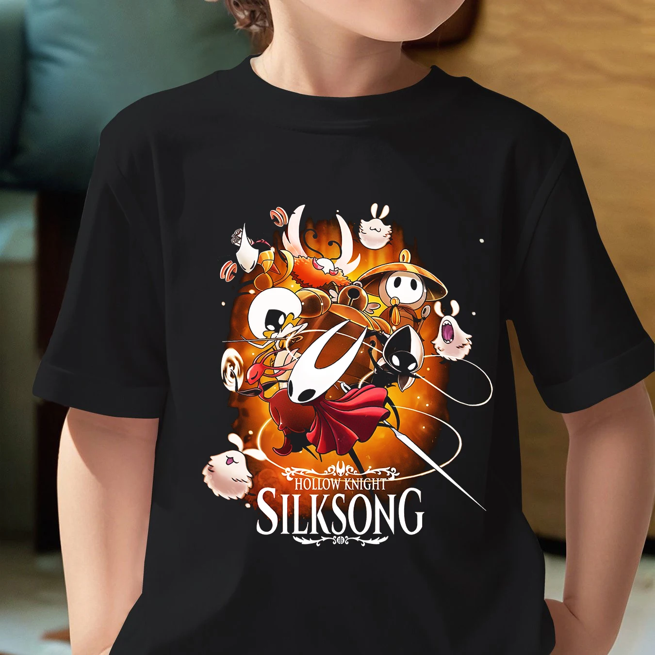 Game Hollow Knight T-Shirt Girls Summer Short Sleeve Tshirt Boys Casual Breathable Tees Tops Silksong Cartoon Print Kids T Shirt