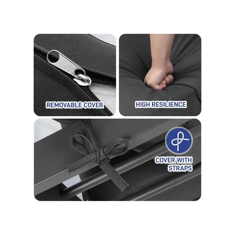 회색 프레임 러브 시트 소파, 짙은 회색 쿠션 및 커피 테이블, 알루미늄 프레임, 거실용 현대적인 디자인