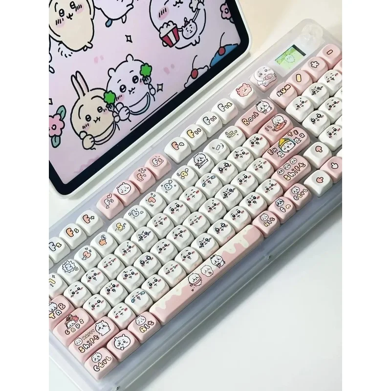 Chiikawa Keycaps Sublimation Cute Cartoon Custom Keycap Set For Mechanical Keyboard Cross Axis DIY Replacement Keycaps