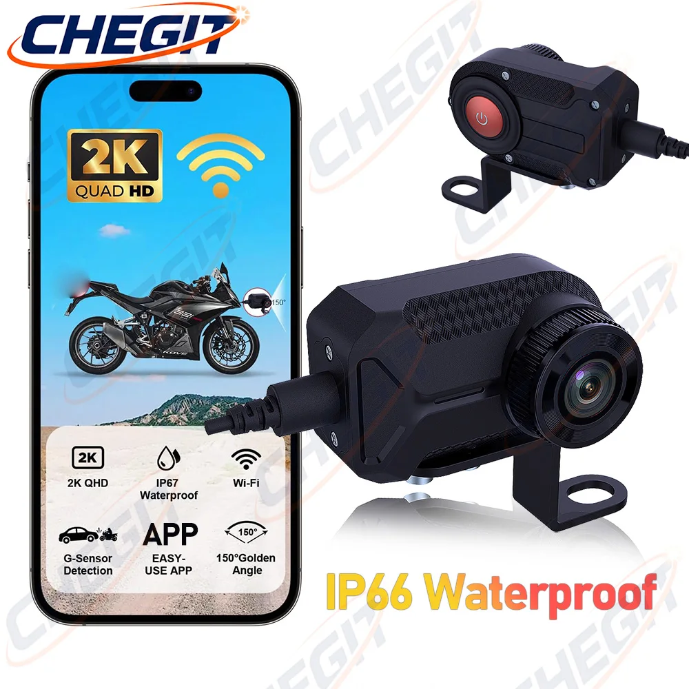 New 2K HD WiFi Motorcycle DVR Waterproof IP66 Loop Recording 170 Degree Widely Angle Camera HD Video Recorder Dash Cam