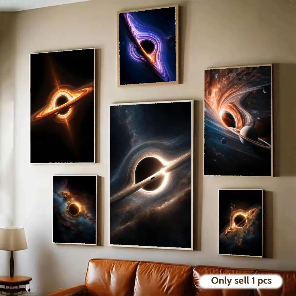 Radiant Black Hole Poster Waterproof Wall Art Sticker for Home Bar Decoration, Self-Adhesive Room Wall Decor Mural