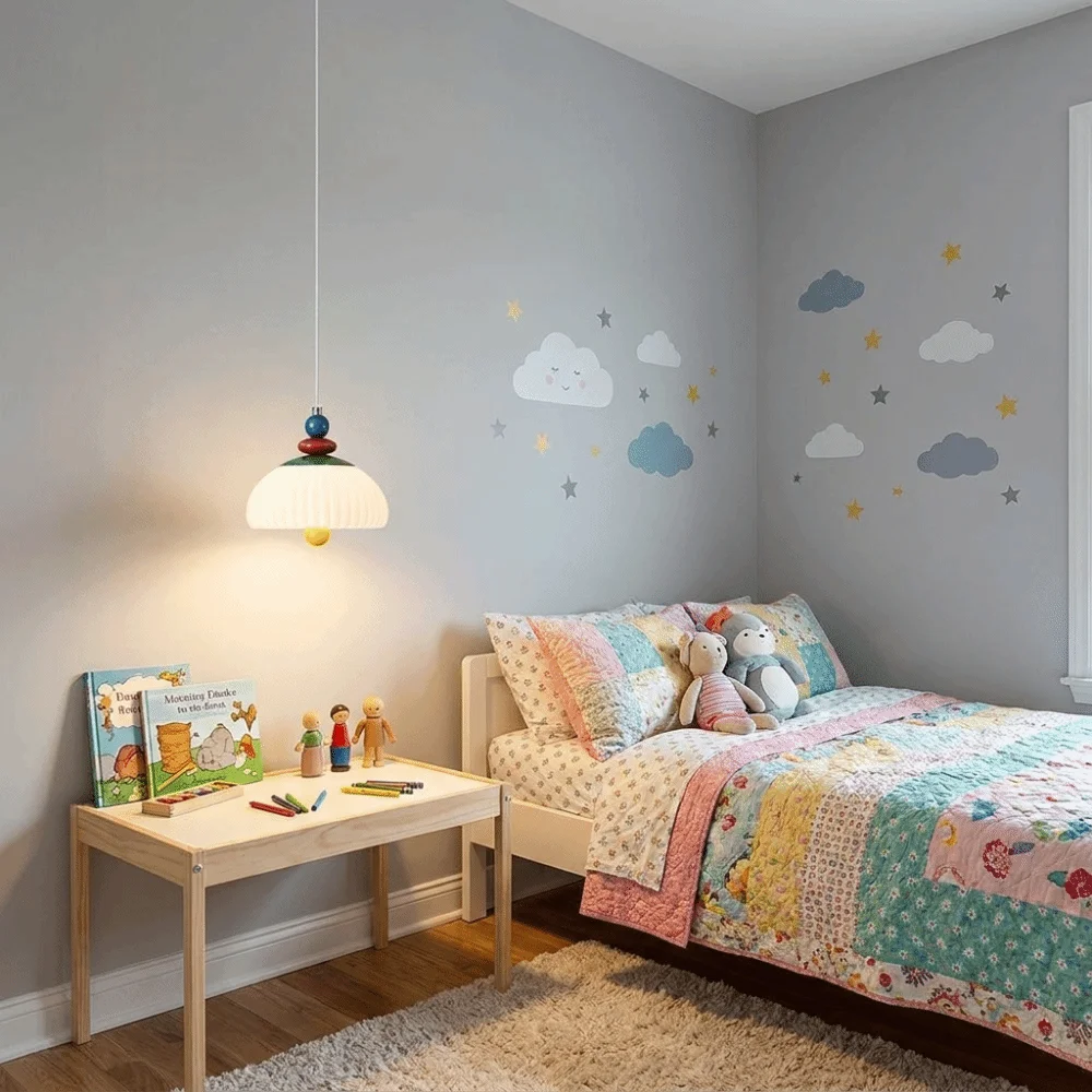 Modern Design Pendant Lights Soft Glow Small Size Star Shaped Lamp Eye-Friendly Adjustable Cord Bedside Suspension Lamps Nursery