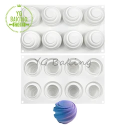 Dorica 8 Cavity 3D Spiral Sphere Pudding Mousse Mould DIY Candy Chocolate Silicone Mold Cake Decorating Tools Kitchen Bakeware