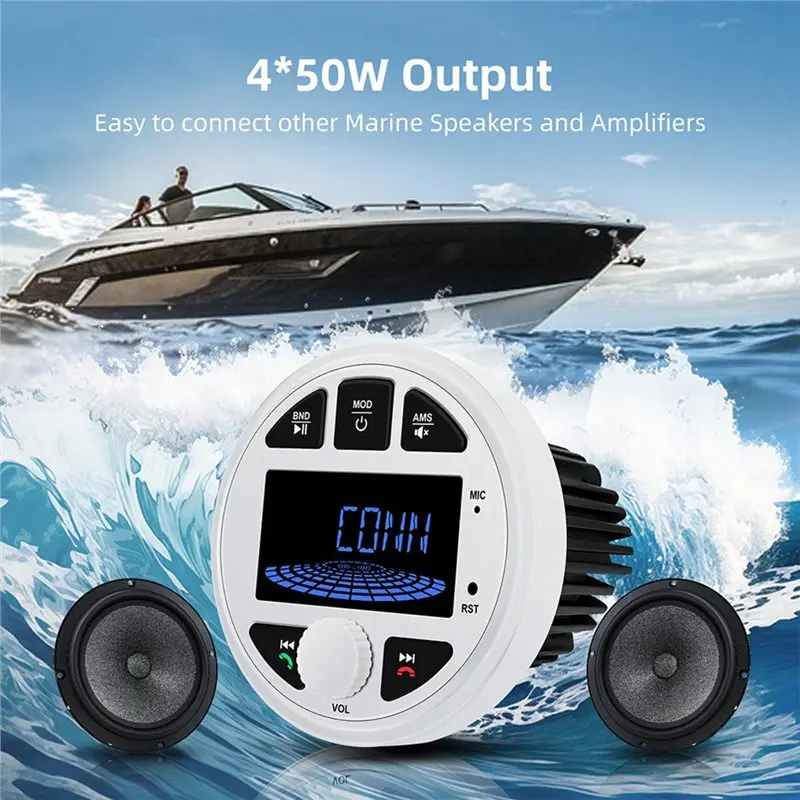 Boat Radio For ATV UTV Cart Motorcycl AM FM RDS Receiver MP3 MP4 Video Marine Stereo Source Media Player