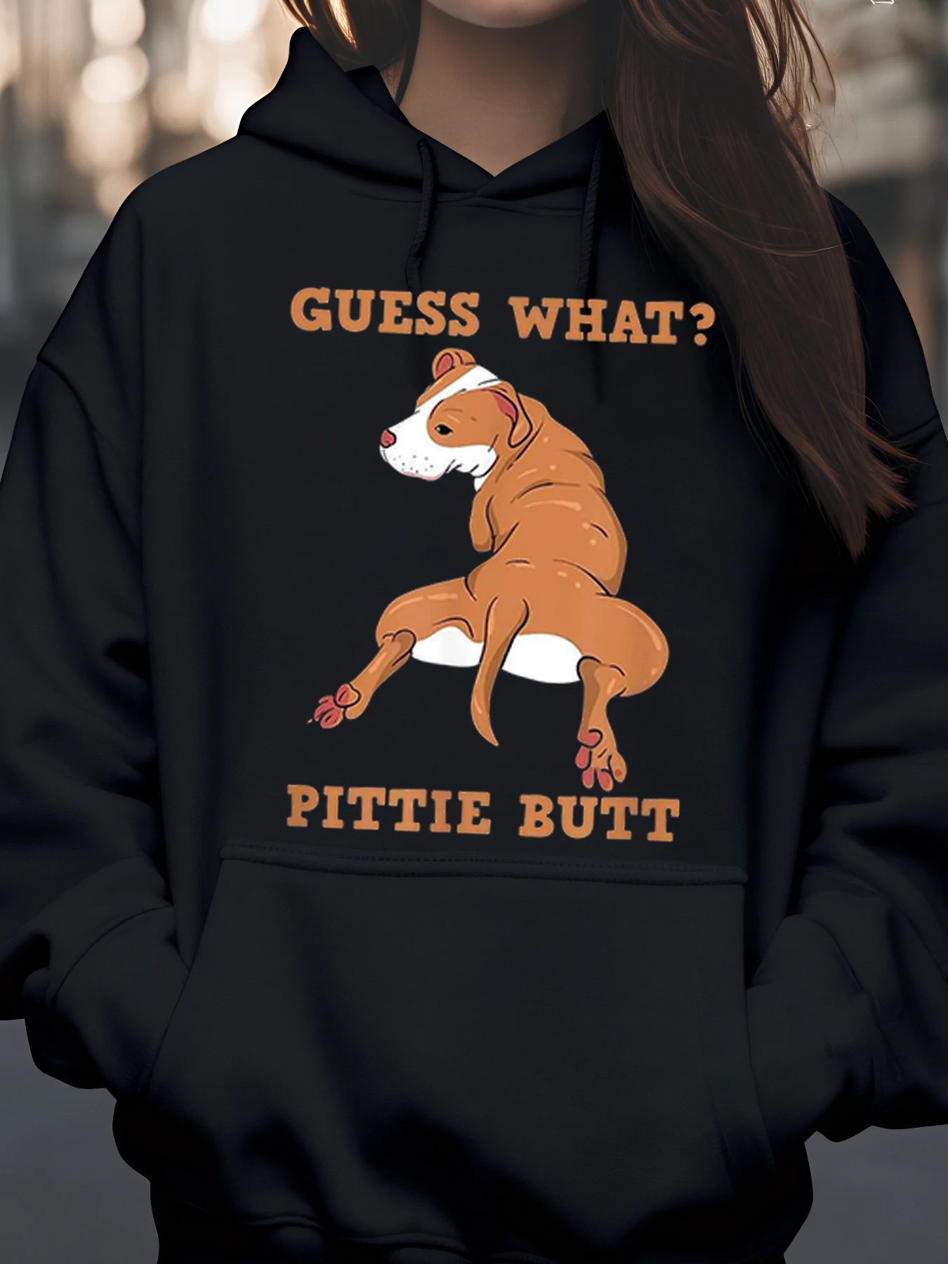 

Толстовка с рисунком собаки Pittie Butt для повседневной носки и любителей домашних животных в стиле унисекс