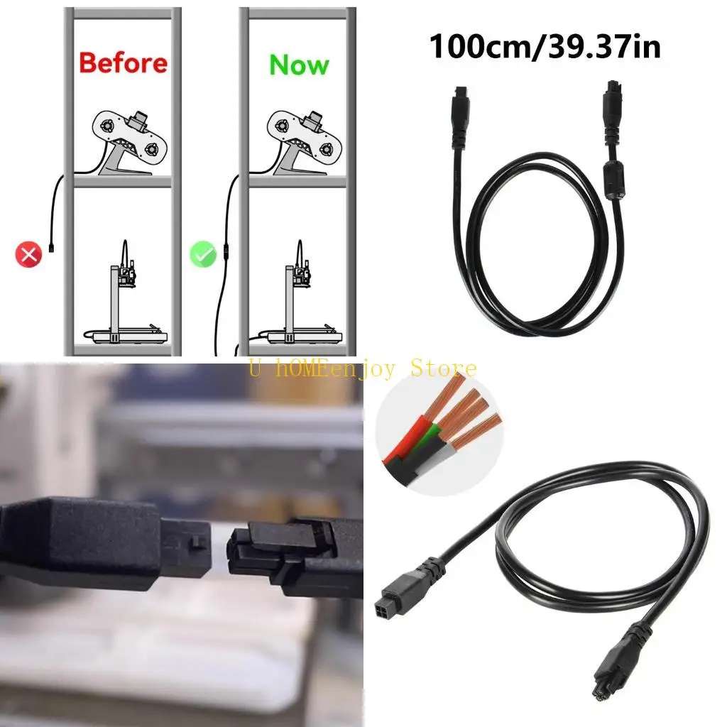 B0KF 39.3in 4Pin Extension Jumper Cord for Lab Mini 3D Printers With Anti-Interference Function Enhances Stability