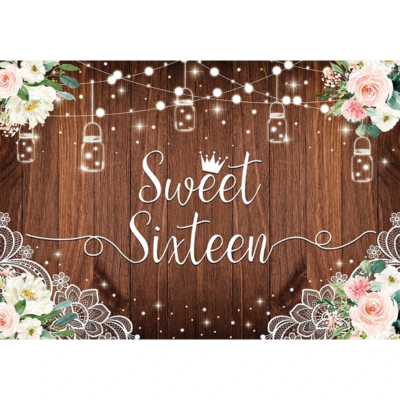 Allenjoy Gỗ Nền Lấp Lánh Đèn Hoa Đỏ Đám Cưới Sinh Nhật Bé Anniversairy Chân Dung Chụp Ảnh Phông Nền Photophone