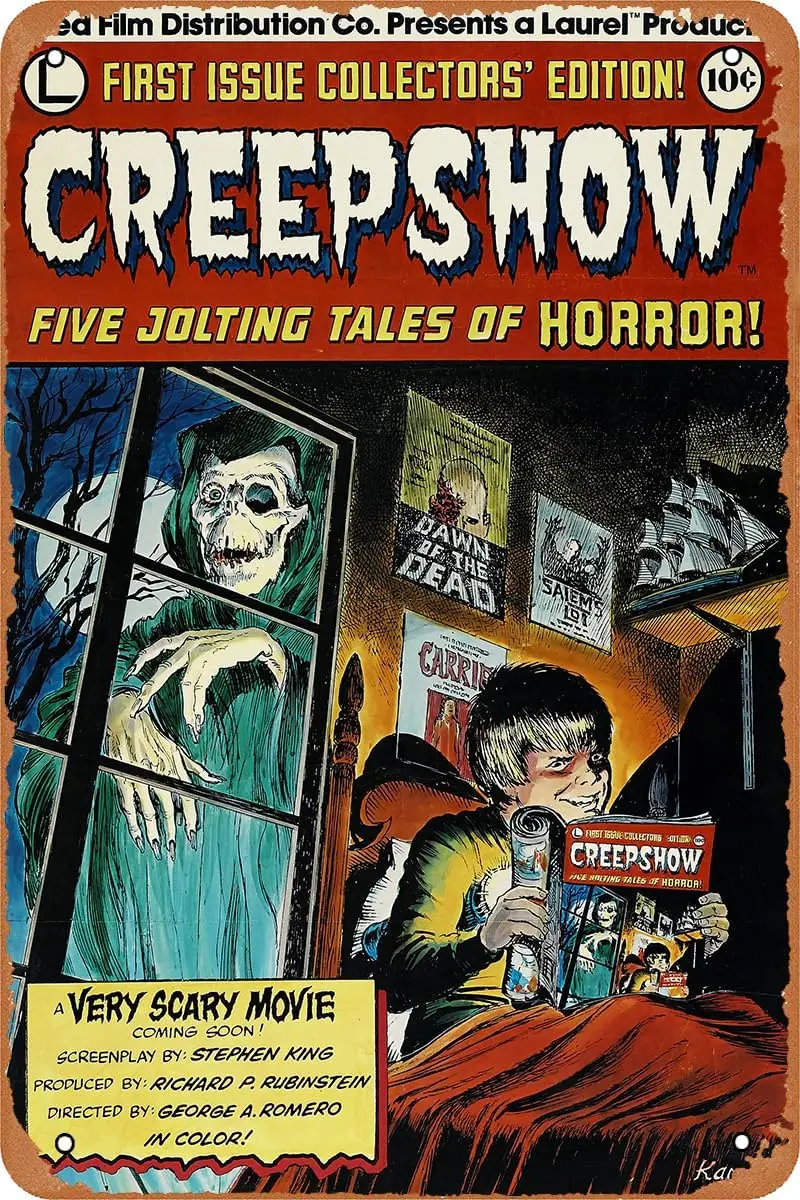 Creepshow (1982) Horror Movie Poster Vintage Tin Sign Retro Metal Sign for Cafe Bar Office Home Wall Decor Gift 12 X 8 inch