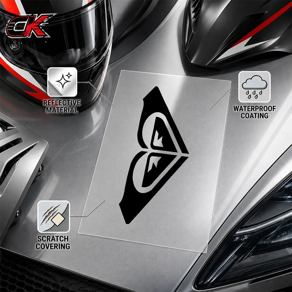 Reflective Waterproof Durable Black Geometric Logo Pattern for Motorcycle Helmet Car Tank Decoration
