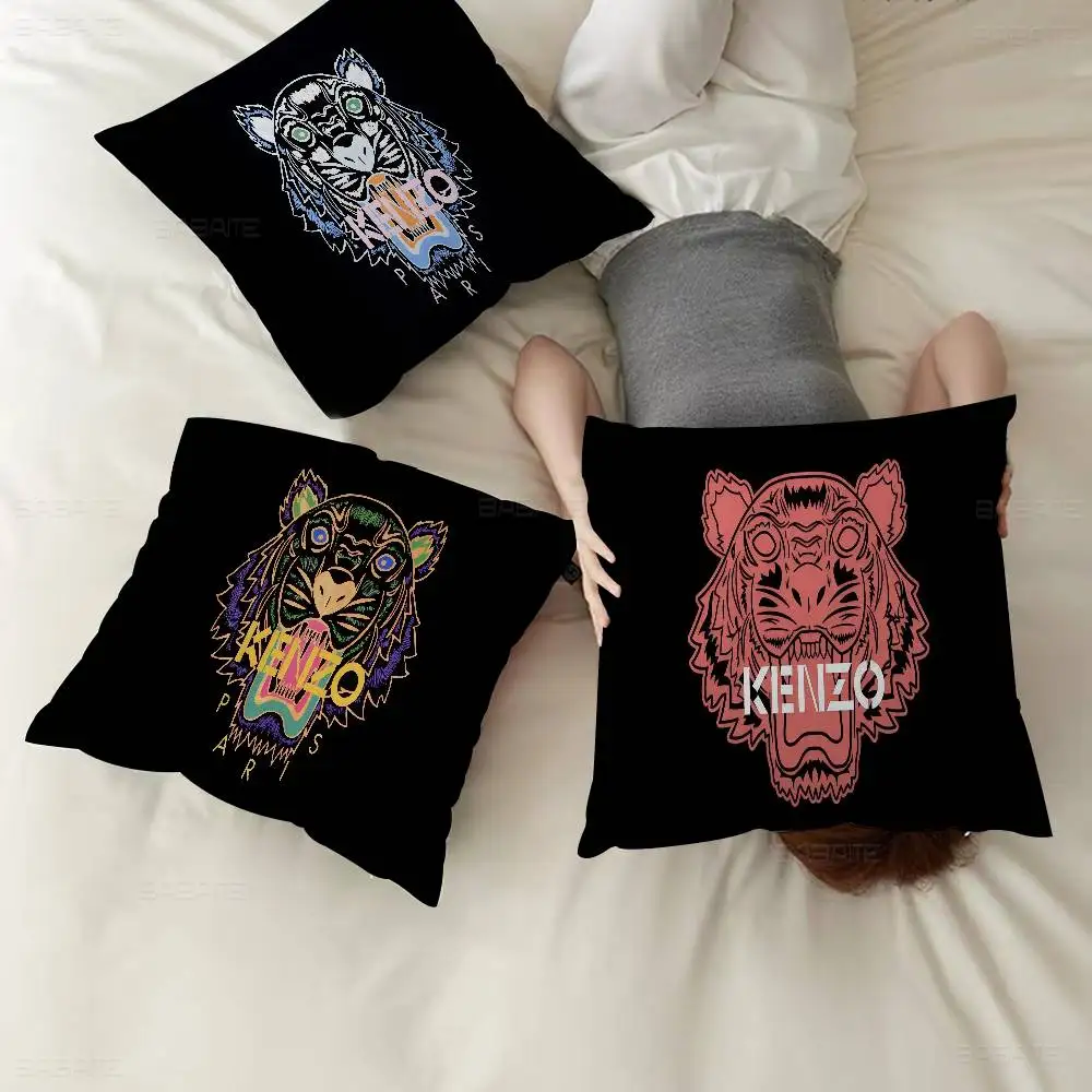 Fundas de almohada Imprint Tiger K-Kenzo, decorativas para sofá, con estampado de dibujos animados, para el hogar, con estampado de doble cara, funda de cojín bonita de felpa corta