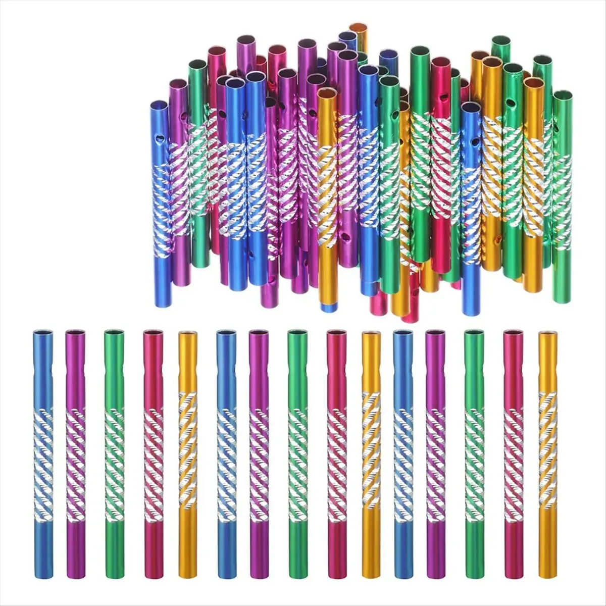 ABNQ DIY Aluminum Wind Chime Tubes Set 150pcs 6x78mm Empty Tubes for Crafts Making Handmade Decorations Outdoor Garden