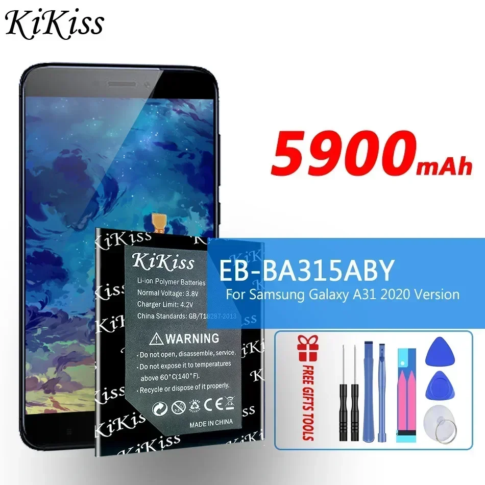 KiKiss EB-BA315ABY EBBA315ABY 5900mAh Battery For Samsung Galaxy A31 2020 Edition SM-A315F/DS SM-A315G/DS Batteries + Tools