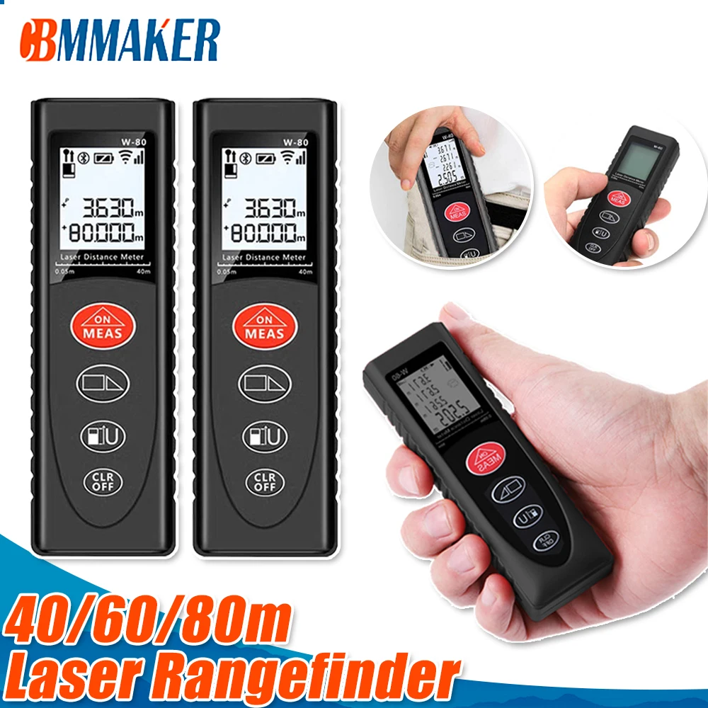 40/60/80m Laser Rangefinde Mini Telemetre Diastimeter Smart Digital Laser Range Finder Charging Portable Laser Distance Meter