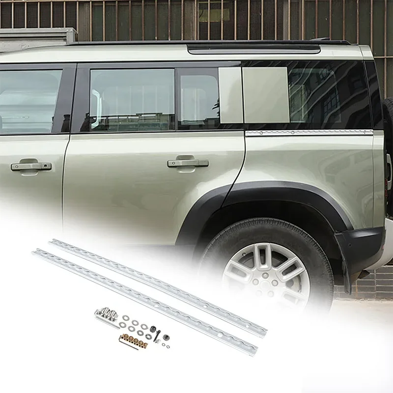 

For Land Rover Defender 110 2020-2024 Aluminum Alloy Silver Rear Side Windows Lower L-Track Car Accessories