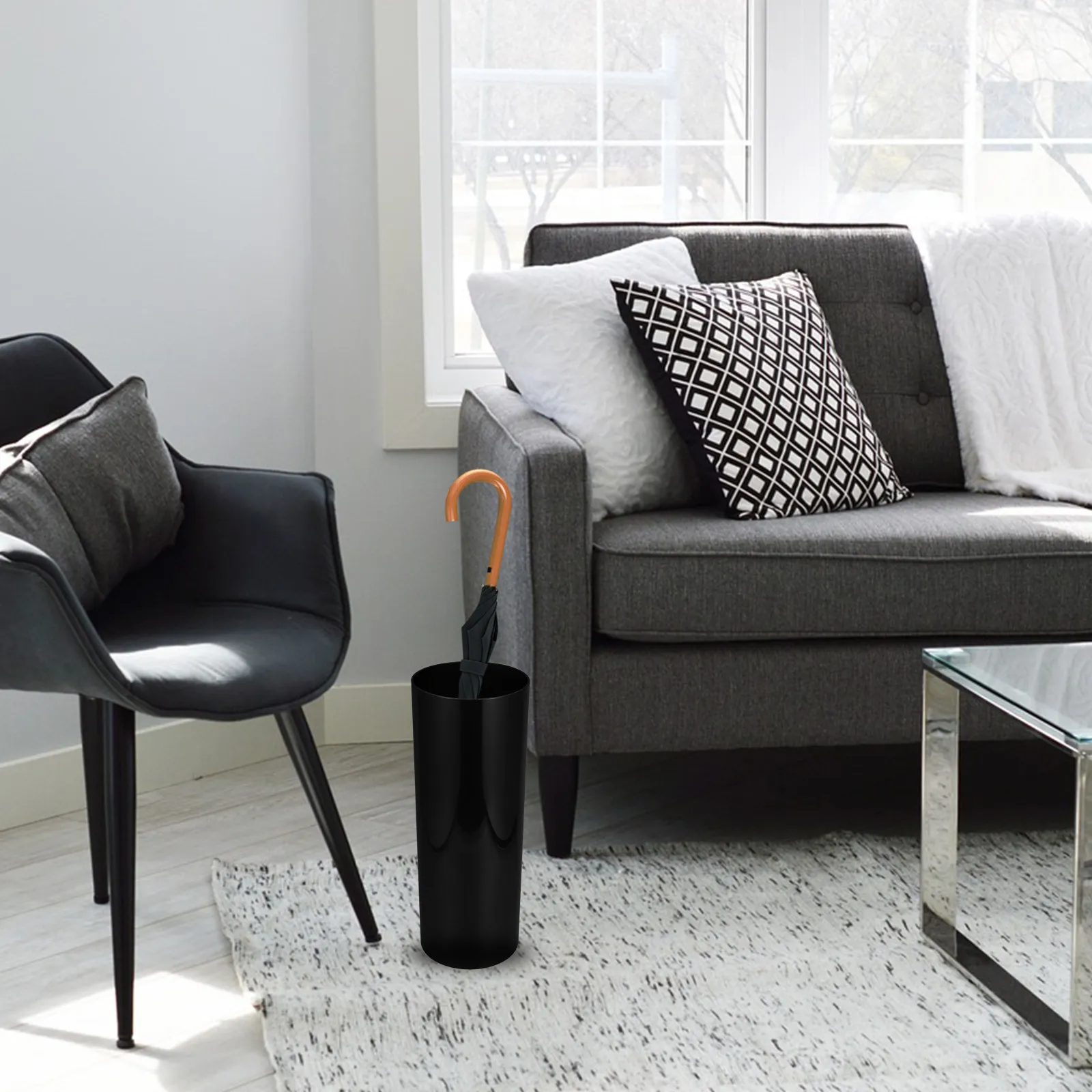 

Подставка для зонтов в прихожую, ведро для хранения зонтов, для дома, отеля, лобби, водонепроницаемое, большой емкости, портативное, круглое, пластиковое