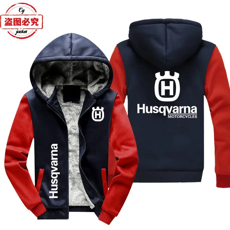 Husqvarna Motorcycle Logo Printed Jacket Racing Suit Men's Casual Fleece Men's Hooded Sweatshirt Husqvarna Cycling Suit