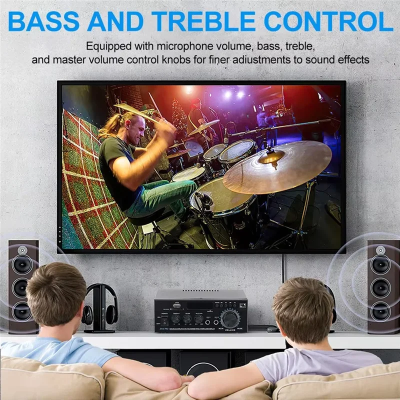 DIGIT-Ak45pro Digital Amplifier Home Theater Channel 2.0 Bluetooth Stereo Hifi Audio Sound Amplifier For Car Karaoke EU Plug