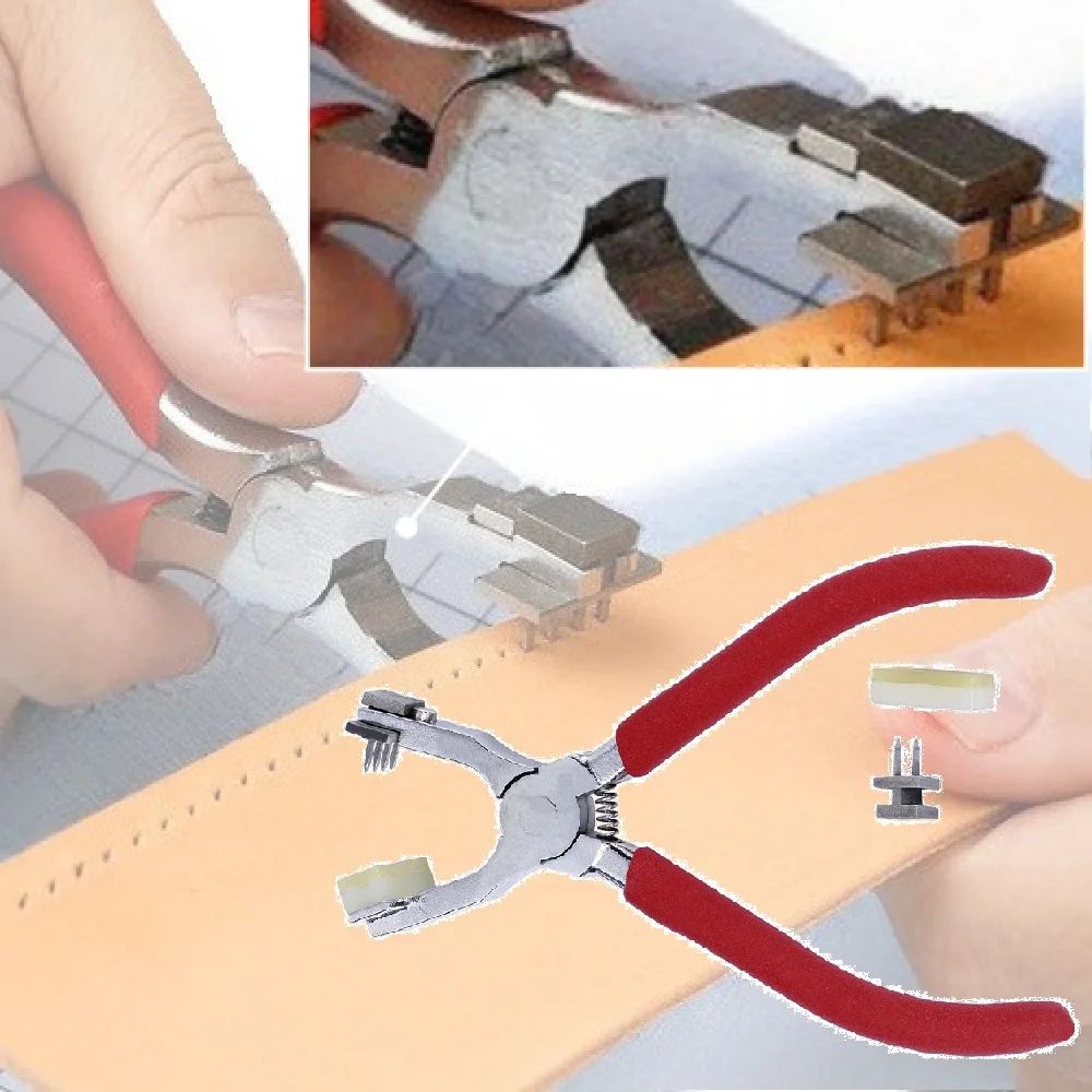 Silent Leather Stitching Pliers 4mm 2/4 Prong French Diamond Chisel DIY Leathercraft Sewing Tool Handheld Punching Hole Clamp
