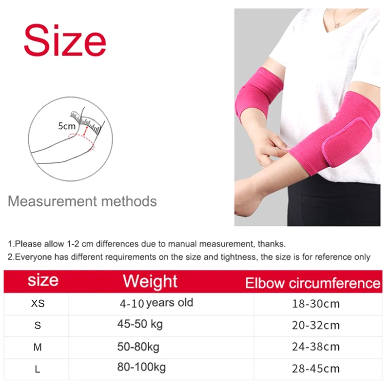 2PCS Elastic Elbow Pads Thickened Sponge Elbow Knee Protectors Guard Basketball Volleyball Sport Arm Sleeve Pad Adults Children