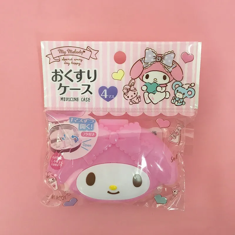 กล่องเก็บของยาแบบพกพาลาย Hello Kitty Saniro ขนาดเล็กแบบพกพากล่องใส่แท็บเล็ตของขวัญจากกล่องเก็บของ