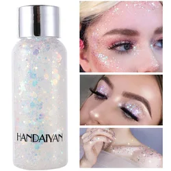 Body Glitter Gel,Mermaid Sequin Chunky Glitter Face Hair Nail Lip Glitter Gel Lasting Sparkling Lotion Glitter Liquid Eye Makeup