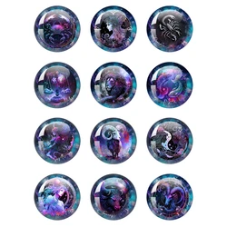 New 12 Zodiac 12pcs Glass Cabochon 12mm-40mm Photo Pure Handmate Production Creative Constellation Jewelry Findings