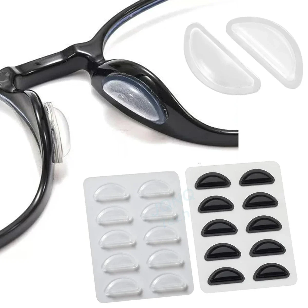 5/10 Pares de Almohadillas Nasales Antideslizantes Súper Adhesivas para Gafas, Almohadillas Nasales de Silicona Suave para Gafas con Montura de Plástico