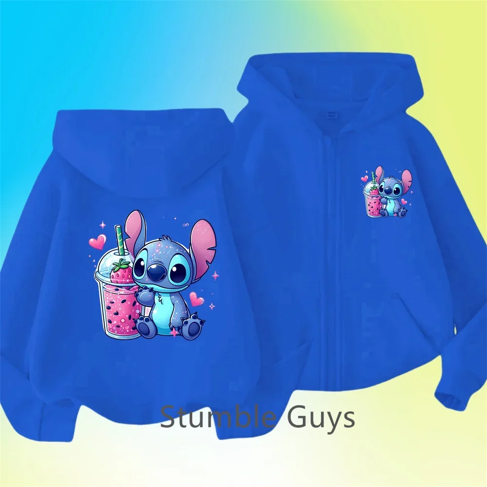 Cute Stitch Zipper Hoodie for Kids Clothing for Girls Clothing for Babies for Boys Casual Hoodie for Fall Disney New