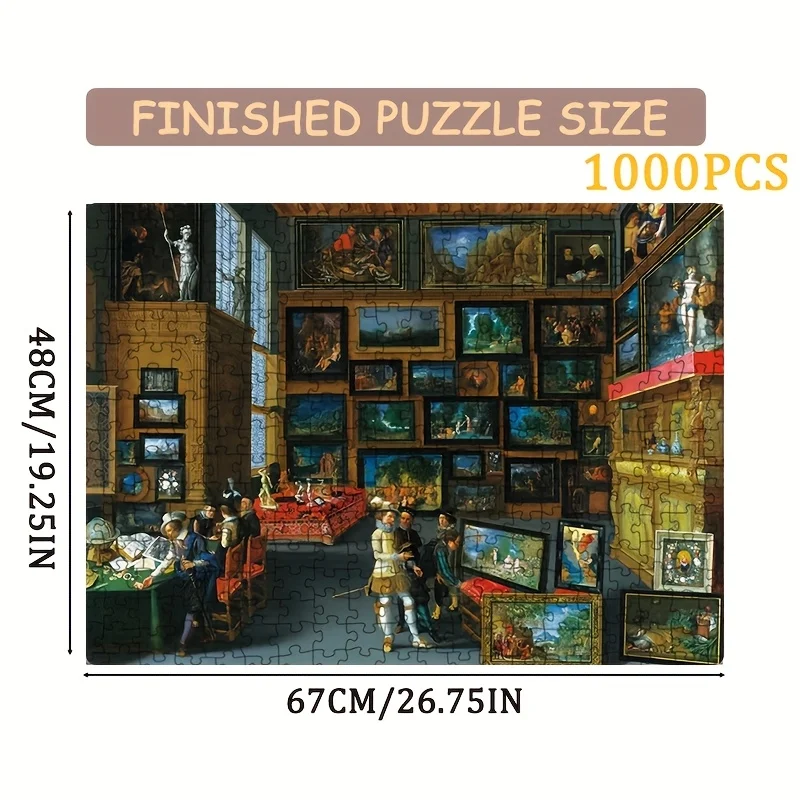 Art Connoisseur Wall Art - هدية عيد الميلاد الاحتفالية "غرفة مليئة باللوحات" تصميم طباعة زخرفية مقاس 26.38 × 18.9 بوصة #4