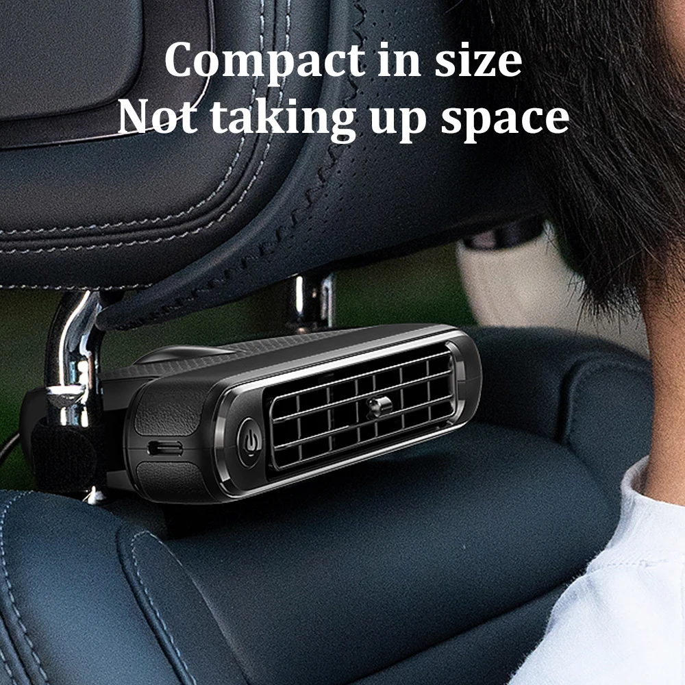 USB Car Cooling Fan Low-Noise Car Seat Headrest Fan For Automobiles With Adjustable Airflow For Sedans SUVs RVs Cars