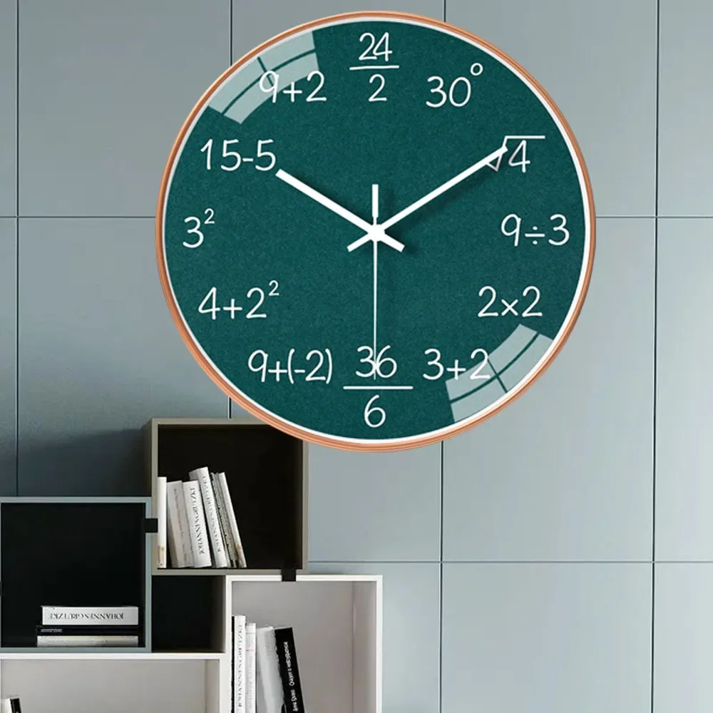 Modern Math Wall Clock Creative Art Hanging Clock Non Ticking Wall Clock Home Decor for Study Bedroom Living Room Office Gift